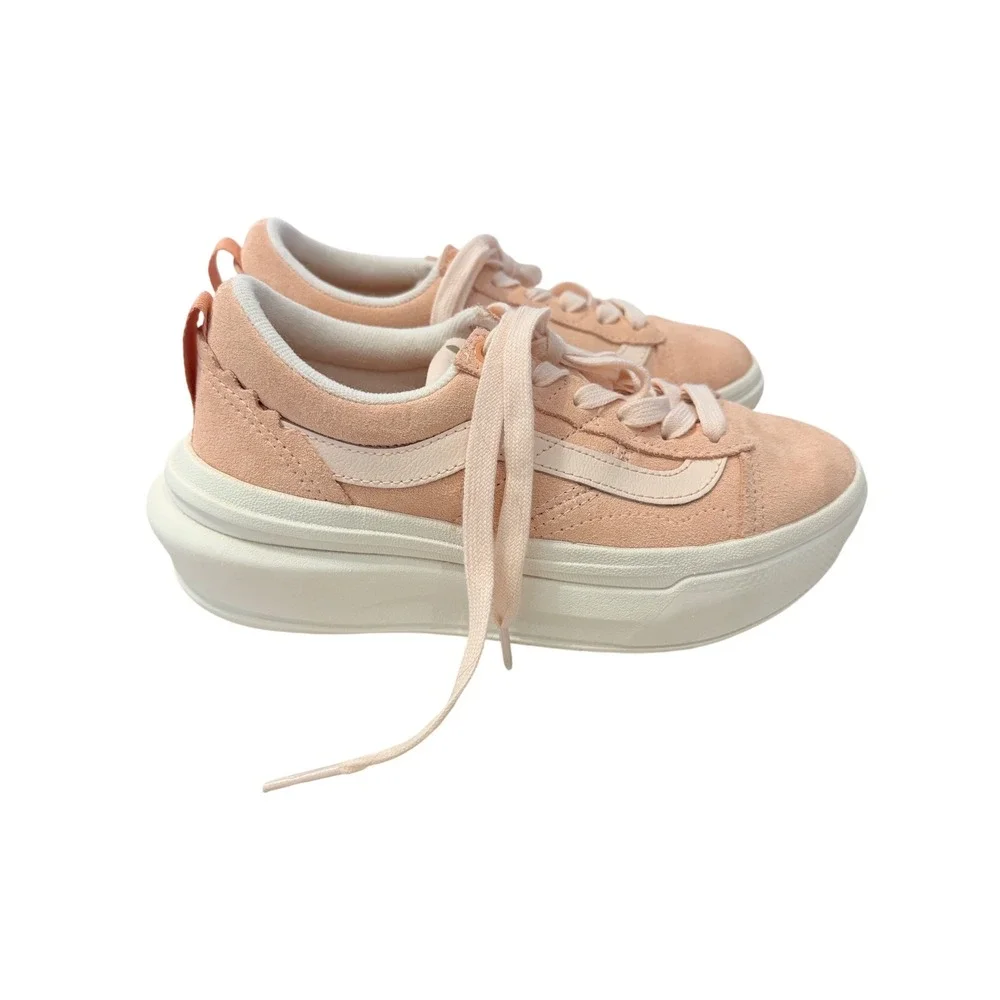 Vans Stack‎ Peach Pink Suede Platform Sneakers Kids 3.5